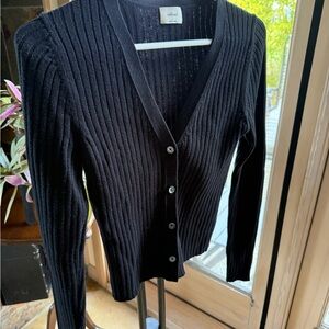 Wilfred Black Ribbed V-Neck Sweater